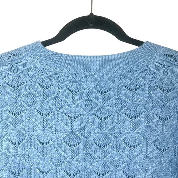 Fat Face Emmy Textured Crewneck Curved Hem Sweater Blue Sz 6 - Picture 10 of 12